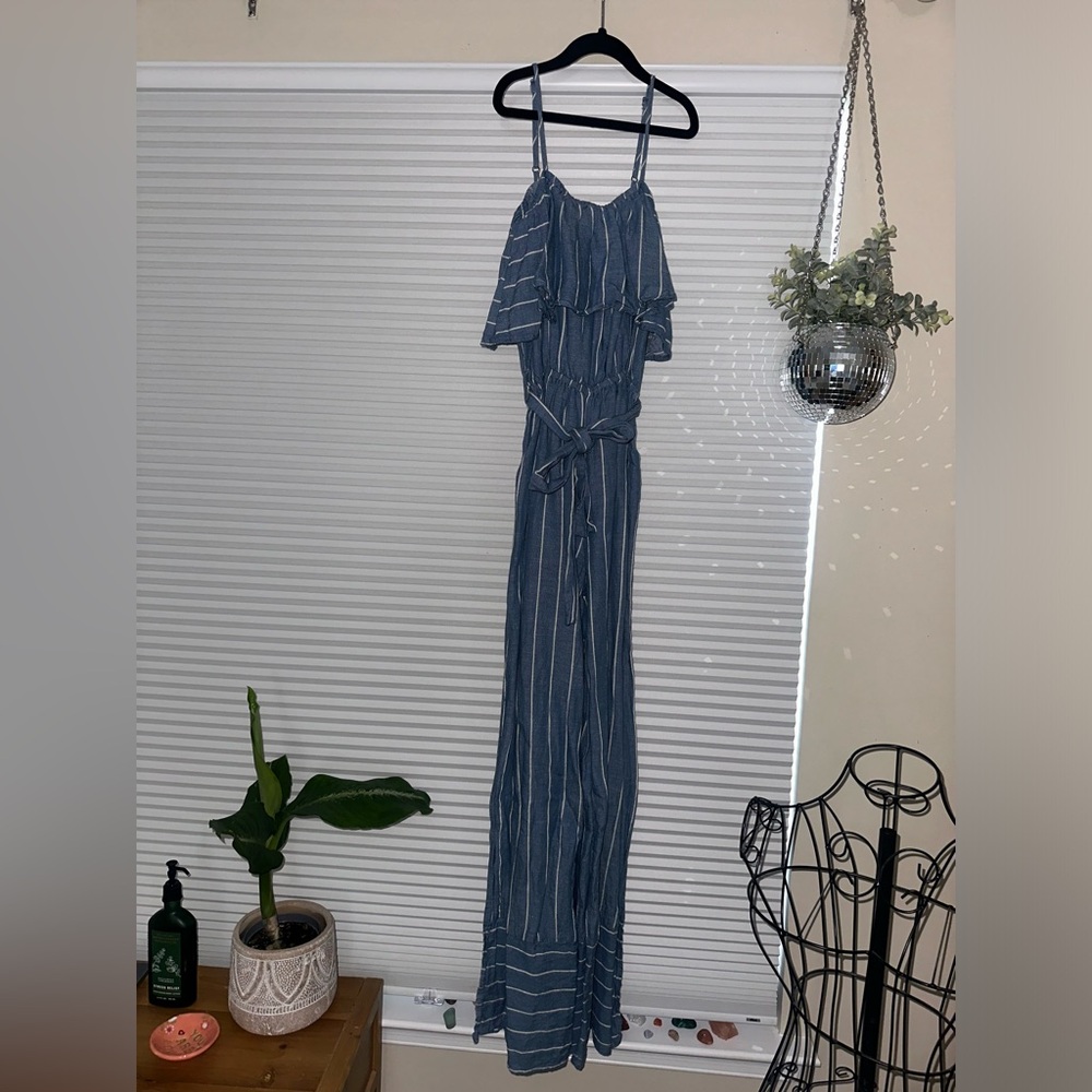 Vintage Havana blue and white striped jumpsuit size small